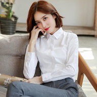 [HZA] Professional Business Women's Long Sleeve Crisp White Shirt Minimalist Classic Comfortable Ele