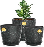 3 Packs Flower Pot with Watering System, 20.3/17.8/15.2 cm Plant Pot with Watering System, Planter w