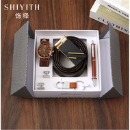 Birthday Gift Set for Men, Quartz Watch Leather Wallet Belt Keychain, Christmas Valentine Fathers Da