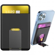 日本暢銷 - iPhone Magsafe 磁吸卡套帶支架 手機背貼磁吸卡包 磁吸卡套 - 黑色