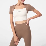 (มีฟองน้ำ) เสื้อเอวลอย แขนสั้น รุ่นHippy สำหรับกีฬา FIXME