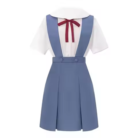 Rei Ayanami Costume Asuka Langley Soryu Cosplay Women School Uniform Dresses Wig Hair Clips Hallowee