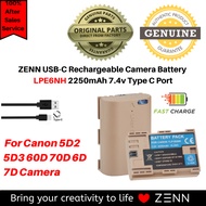 ZENN USB-C Rechargeable Canon Camera Battery LP-E6 / LPE6NH 2250mAh 7.4v Type C Port