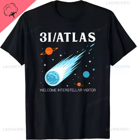 3I/Atlas Interstellar Visitor Comet Space Exploration Art Custom Printed Graphic T Shirts Streetwear