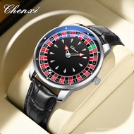 CHENXI CX636/6362/6363 Jam Tangan Lelaki Bercahaya Tahan Air Bergaya dengan Roda Roulette Bertuah ya