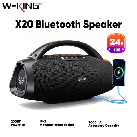 W-KING 330W Peak Wireless Boom Box Large Bluetooth Speaker 7.5" Subwoofer/IPX7 Waterproof Party Mass
