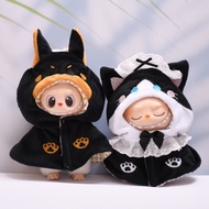 17cm labubu doll Pendant labubu clothes Doberman Cat Maid Cloak Labubu doll Clothing Replacement