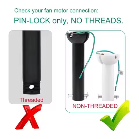[NEWA66Z!】 Ceiling Fan Downrod With Hanger Ball(4") Matte Black Universal Threadless Extension Pole