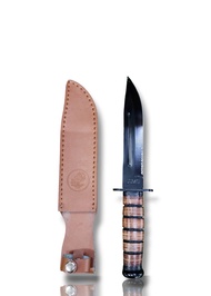 มีดKA -BAR USMC รุ่น1217 สำเนา ทรงโบวี่ ใบดำ ด้ามหนังแท้ งานสวย