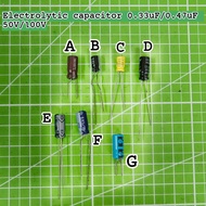 Electrolytic capacitor 0.33uF/0.47uF 50V/100V