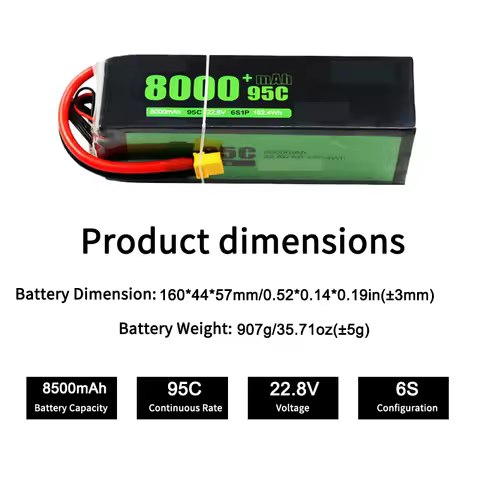 Professional 95C High Rate 6S 22.8V High Voltage 8000mAh Rechargeable Lipo Battery For RC Model Airc