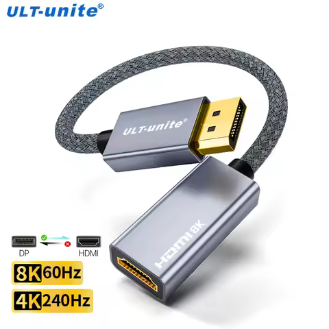 8K DP to HDMI-Compatible Adapter Display Port Cable Converter 4K240Hz For PC Laptop Projector Displa