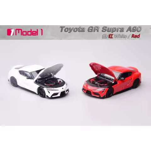 Model one 1 1:64 GR Supra A90 Mk5 White / Red Opening Hood Version Diecast Model Car