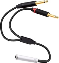 CybNemo 6.35mm 1/4 TRS Stereo Y Splitter Cable 1/4 Inch TRS Female to Dual 6.35mm TS Mono Male Plug 