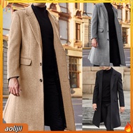 Men Coat Solid Color Turn-down Collar Cardigan Leisure Winter Jacket for Daily Wear Men Trench Solid
