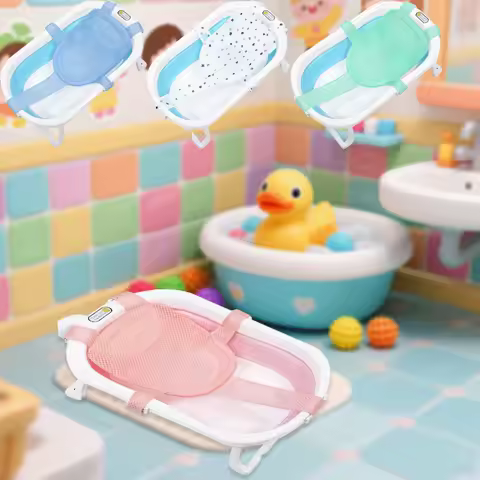 Baby Bath Seat Support Mat Foldable Bath Tub Pad &amp Chair Newborn Bathtub Pillow Infant Anti-Slip 