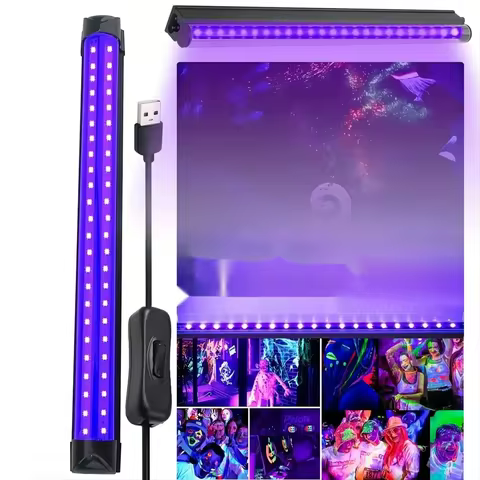 1ft UV Black Light Bar for Room, Cabinet, Holiday Halloween Decorations, Body Paint, Poster, Fluores