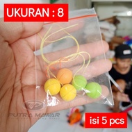 Pelampung Pancing Busa 1 Warna Atau Kumbul Kambangan Spon Benang Buat Mancing Bentuk Bulat Isi 5 Pcs