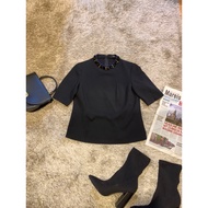 Women's Black Short-Sleeved Shirt With A Very Beautiful Diamond Collar. Brand Name G2OOO Used