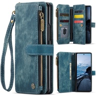Vintage Suede Z Fold 5 6 7 Wallet Case Leather Flip Cover Multi-Card Holder Zip Pouch Samsung Galaxy
