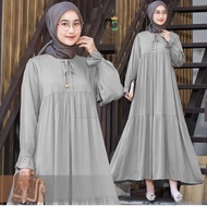 Dress wanita simple elegan Gamis Crinkle premium terbaru 2025 dress Ayumi Maxi gamis korean style