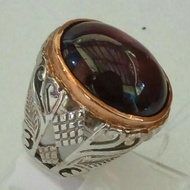 Cincin Perak 925 Batu Mulia Ruby Merah Tua Klep 789STAR
