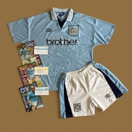 BUNDLE Manchester City Jersey  Shirt 1995 XL Brother + Shorts Umbro + 3x Progamme + 3x Ticket