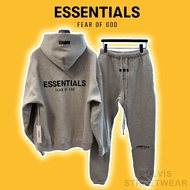 FOG Fear Of God ESSENTIAL Dark Oatmeal SS2 Hoodie Set, FOG ESSENTIALS PLV Cotton Fleece Clothing Set