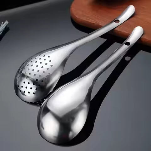 Stainless Steel Strainer Spoon Kitchen Colander Spoon Spoon Filter Strainer Food ScoopPerforated Ski