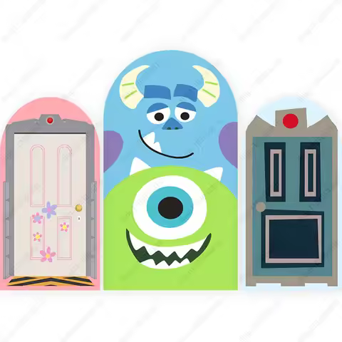 Monsters Inc. Arch Photo Backdrop Arched Wall For Kids Colorful Birthday Party Baby Shower Doublesid