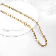 สร้อยคอเงินแท้ Italy 92.5% ชุบ 2 กษัตริย์ (WG+G)  ลาย Ball Moon ขนาด 3 mm.