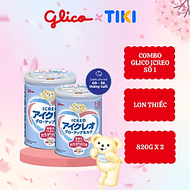 Combo 2 lon sữa Glico Icreo Follow Up Milk (Icreo số 1) kèm 5 thanh sữa tiện dụng dinh dưỡng cho bé (820g/lon)