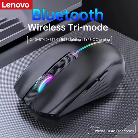 Lenovo Tri-mode Mouse 2.4G Bluetooth 5.1 Rgb Multi-colour Illuminated Type-C Universal Rechargeable 