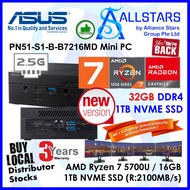 (ALLSTARS : We are Back/ Mini PC Promo) ASUS PN51 Ryzen7 5700U / PN51-S1-B-B7216MD +32GB 3200MHz + 1TB NVME SSD + Unactivated MS Win10 Home (AMD Ryzen 7 5700U / Intel WiFi 6 / BT5.0 / 2.5 LAN / HDMI+DP / USB3.2 Type-C+Type-A / Wired KB+Mse)