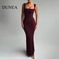 DUNEA Women's Sexy Square Collar Sleeveless Dress