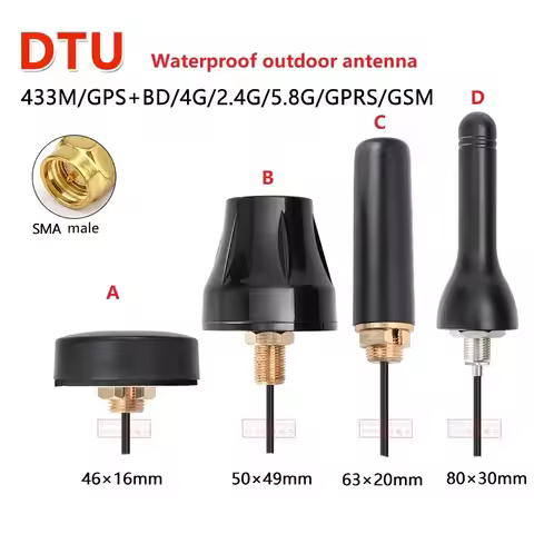 5.8G 4G LTE 433M Wifi GSM GPS BD DTU antenna waterproof 7-28DBi SMA male 3M cable for wireless car p