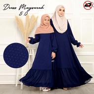 Maysarah Dress Jubah Muslimah Labuh Plain Jubah Umrah Hitam Putih Nursing Bf Friendly Berpoket Size S-3XL Ironless.