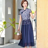 2024 Middle-aged Elderly Women's Dress Mother's Dress Skirt 2024 Middle-aged Elderly Women's Dress M