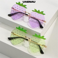 UAENAU Strawberry Sunglasses, Metal Street Snap Rimless Sun Glasses, Unique Halloween Costume Y2K Sh