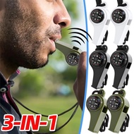 3-in-1 Outdoor Survival Whistle with Compass & Thermometer Multi-functional High Decibel Whistle for