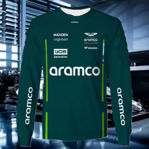 Aston Martin T-shirt Quick-drying Motorcycle Jersey 3D Long Sleeve Spanish Racer Fernando Alonso 14 
