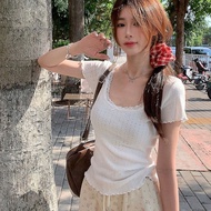 Summer Women Cutecore Lace Round Neck Clothes Lady Fashion H