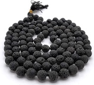 Lava Stone Necklace (Knotted) - Gemstone Mala Necklace | Japa Mala Gemstone Prayer Beads (108 Mala Beads Necklace)