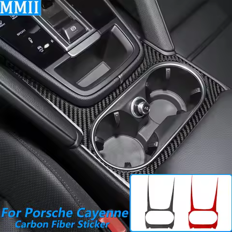 For Porsche Cayenne 9Y0 9YA 9YB E3 2018-2023 Carbon Fiber Central Control Cup Holder Frame Trim Cove