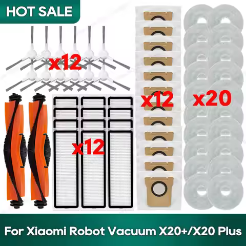 Compatible for Xiaomi X20 Plus / X20+, Xiaomi X10 Plus / X10+ Accessories Bags Hepa Filter Mop Cloth