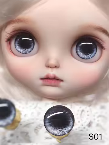 BJD Blythe handmade eye chips Magnetic base glass eye patch film real life style