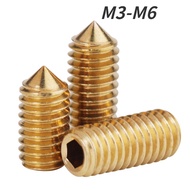 Brass Pointed Tightening Screw Headless Stop Screw M3M4M5M6 Brass Tapered Hexagon Socket Screw