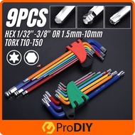 Sg STOCK 9 Pieces Allen Key Torx Key Set 1.5-10mm T10-T50 Star Allen Key Hex Key Tool | Hexagon Tool