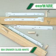 ecoWARE High Quality 604 Drawer Slide White Coating Drawer Slide Rail White Side Mounted Drawer Slid