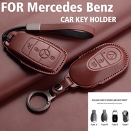 Leather Car Remote Key Case Keychain Cover for Mercedes Benz e300l a200l c260l glc220 glb220 gle350 